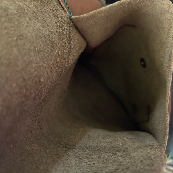 Hand Made Fringed Leather Waist Bag with Peace Sign - Picture 3 of 15